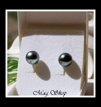 Kamaka Boucles D`Oreilles Argent Rhodié 925 Perles de Tahiti Modèle 4 MAG.SHOP TAHITI