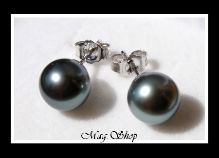 Kamaka Boucles D`Oreilles Argent Rhodié 925 Perles de Tahiti Modèle 4 MAG.SHOP TAHITI