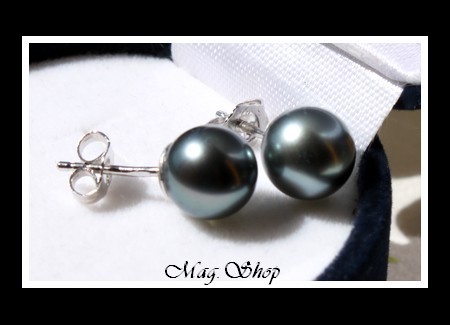 Kamaka Boucles D`Oreilles Argent Rhodié 925 Perles de Tahiti Modèle 4 MAG.SHOP TAHITI