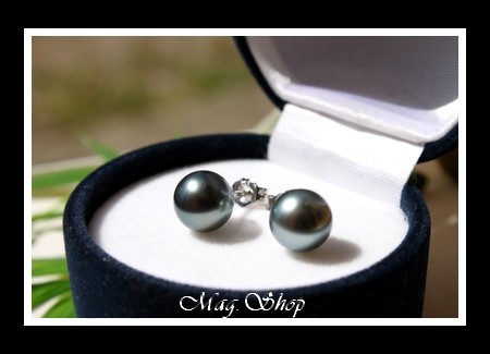 Kamaka Boucles D`Oreilles Argent Rhodié 925 Perles de Tahiti Modèle 4 MAG.SHOP TAHITI