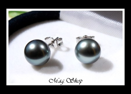 Kamaka Boucles D`Oreilles Argent Rhodié 925 Perles de Tahiti Modèle 4 MAG.SHOP TAHITI