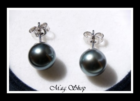 Kamaka Boucles D`Oreilles Argent Rhodié 925 Perles de Tahiti Modèle 4 MAG.SHOP TAHITI