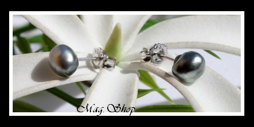 Kamaka Boucles D`Oreilles Perles Keishis de Tahiti Modèle 2 MAG.SHOP