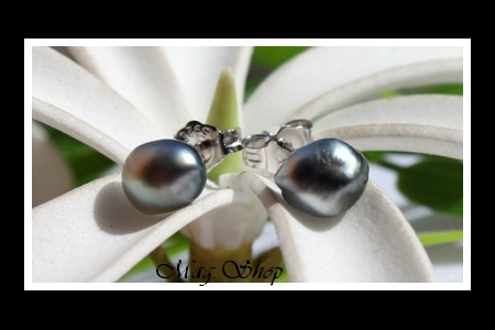 Kamaka Boucles D`Oreilles Perles Keishis de Tahiti Modèle 2 MAG.SHOP