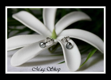 Kamaka Boucles D`Oreillles Argent Rhodié 925 Perles Keishis de Tahiti Reflets Gris MAG.SHOP