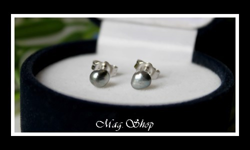 Kamaka Boucles D`Oreillles Argent Rhodié 925 Perles Keishis de Tahiti Reflets Gris MAG.SHOP