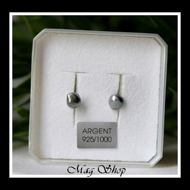 Kamaka Boucles D`Oreillles Argent Rhodié 925 Perles Keishis de Tahiti Reflets Gris MAG.SHOP