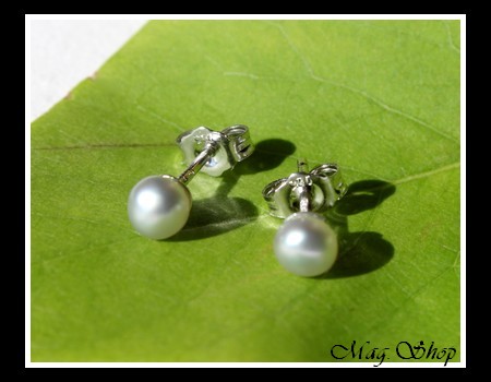 KEISHIS Collection  Boucles D`Oreilles Kamaka Perles Keishis de Tahiti Arrondies Reflets Blancs  Argent Rhodié 925 MAG.SHOP