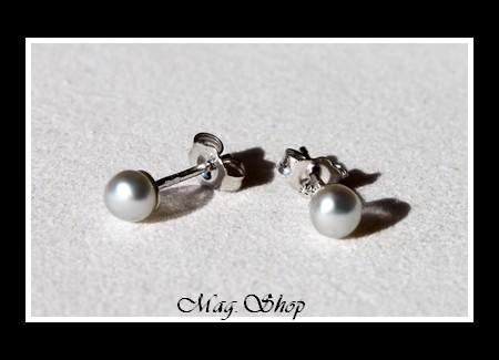 KEISHIS Collection  Boucles D`Oreilles Kamaka Perles Keishis de Tahiti Arrondies Reflets Blancs  Argent Rhodié 925 MAG.SHOP