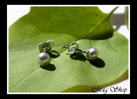 KEISHIS Collection  Boucles D`Oreilles Kamaka Perles Keishis de Tahiti Arrondies Reflets Blancs  Argent Rhodié 925 MAG.SHOP