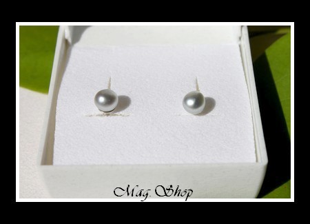 KEISHIS Collection  Boucles D`Oreilles Kamaka Perles Keishis de Tahiti Arrondies Reflets Blancs  Argent Rhodié 925 MAG.SHOP