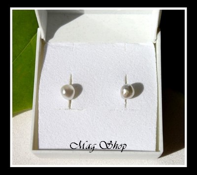 KEISHIS Collection  Boucles D'Oreilles Kamaka Perles Keishis de Tahiti Baroques Arrondis  Reflets Blancs MAG.SHOP