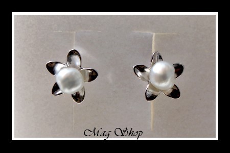 Keishis Collection - Boucles D`Oreilles Argent Rhodié 925 - 2 Perles Keishis Blancs de Tahiti MAG.SHOP