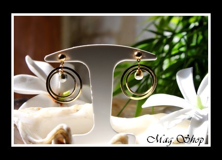 Keishis Collection  Boucles D`Oreilles Avamoa Plaqué OR Vermeil (2.13g)  Perles Keishis de Tahiti Baroques MAG.SHOP