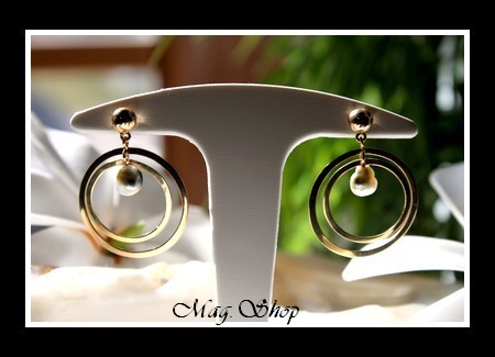 Keishis Collection  Boucles D`Oreilles Avamoa Plaqué OR Vermeil (2.13g)  Perles Keishis de Tahiti Baroques MAG.SHOP