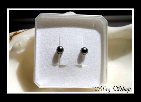 Keishis Collection  Boucles D`Oreilles Kamaka Argent Rhodié 925 (0.42G) Perles Keishis Assorties de Tahiti Formes Arrondies Reflets GrisFoncés MAG.SHOP