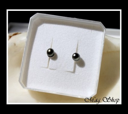 Keishis Collection  Boucles D`Oreilles Kamaka Argent Rhodié 925 (0.42G) Perles Keishis Assorties de Tahiti Formes Arrondies Reflets GrisFoncés MAG.SHOP
