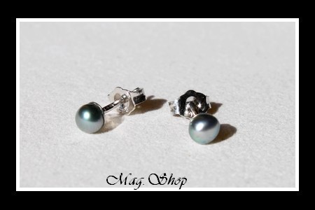 Keishis Collection  Boucles D`Oreilles Kamaka Argent Rhodié 925 Perles Keishis Assorties de Tahiti Formes Arrondies Reflets GrisVerts Clairs MAG.SHOP