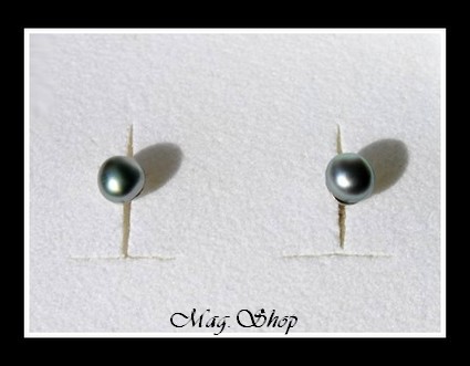 Keishis Collection  Boucles D`Oreilles Kamaka Argent Rhodié 925 Perles Keishis Assorties de Tahiti Formes Arrondies Reflets GrisVerts Clairs MAG.SHOP