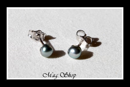 Keishis Collection  Boucles D`Oreilles Kamaka Argent Rhodié 925 Perles Keishis Assorties de Tahiti Formes Arrondies Reflets GrisVerts Clairs MAG.SHOP