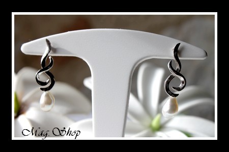 Keishis Collection Boucles d`Oreilles AVAPEIHI -Argent rhodié 925 keishis de Tahiti MAG.SHOP