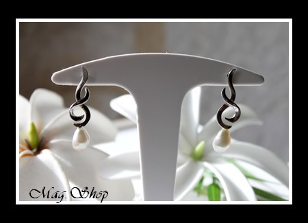 Keishis Collection Boucles d`Oreilles AVAPEIHI -Argent rhodié 925 keishis de Tahiti MAG.SHOP