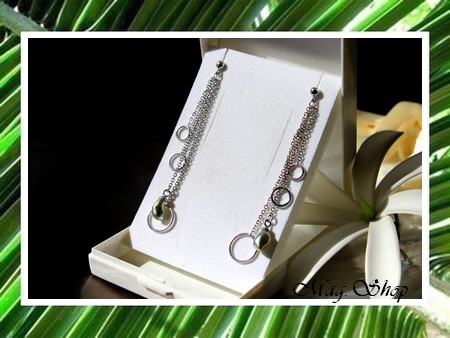 Keishis Collection  Boucles d`Oreilles Océan H6.5cm Argent Rhodié 925 (2.54g) Perles Keishis Baroques de Tahiti MAG.SHOP