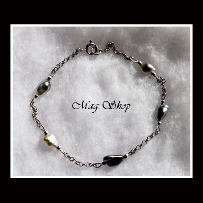 Keishis Collection  - Bracelet Argent Rhodié 925 Nuku Hiva 5 Perles Keishis de Tahiti MAG.SHOP