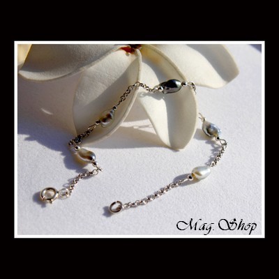 Keishis Collection  - Bracelet Argent Rhodié 925 Nuku Hiva 5 Perles Keishis de Tahiti MAG.SHOP