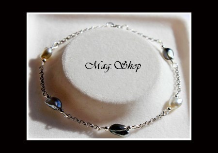 Keishis Collection  - Bracelet Argent Rhodié 925 Nuku Hiva 5 Perles Keishis de Tahiti MAG.SHOP