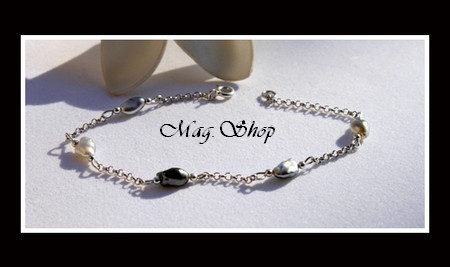 Keishis Collection  - Bracelet Argent Rhodié 925 Nuku Hiva 5 Perles Keishis de Tahiti MAG.SHOP