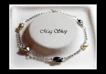 Keishis Collection  - Bracelet Argent Rhodié 925 Nuku Hiva 5 Perles Keishis de Tahiti MAG.SHOP