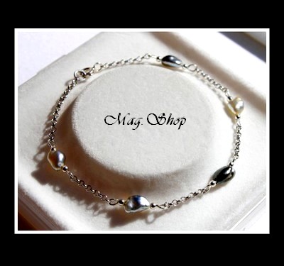 Keishis Collection  - Bracelet Argent Rhodié 925 Nuku Hiva 5 Perles Keishis de Tahiti MAG.SHOP