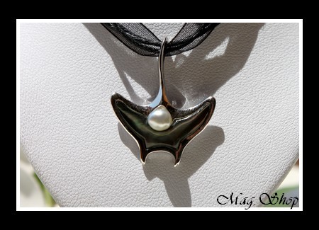 Keishis Collection  Collier Miti Raie Océan  Argent Rhodié 925 Nacre de Tahiti & Perle Keishi Baroque de Tahiti MAG.SHOP