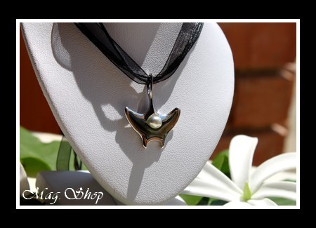 Keishis Collection  Collier Miti Raie Océan  Argent Rhodié 925 Nacre de Tahiti & Perle Keishi Baroque de Tahiti MAG.SHOP