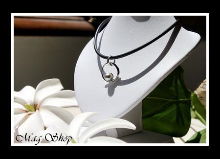 Keishis Collection  Collier Tiva  Pendentif Argent Rhodié 925  Perle Keishi de Tahiti MAG.SHOP