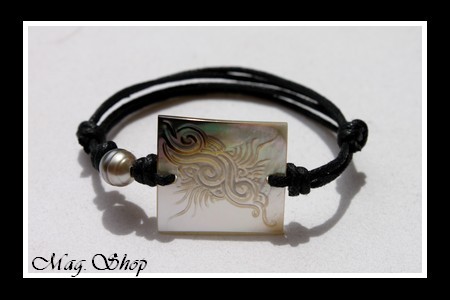 Lagon Collection Bracelet Fakarava Vagues Nacre 2.5cm & Perle Cerclée de Tahiti MAG.SHOP