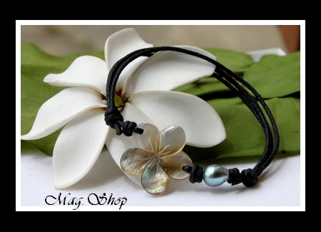 Lagon Fleur Hibiscus Bracelet Nacre & Perle de Tahiti Modèle 5 MAG.SHOP