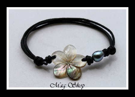 Lagon Fleur Hibiscus Bracelet Nacre & Perle de Tahiti Modèle 5 MAG.SHOP