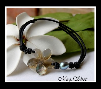 Lagon Fleur Hibiscus Bracelet Nacre & Perle de Tahiti Modèle 5 MAG.SHOP