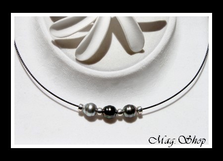 Maeva 3 Perles Collier Cerclées de Tahiti MAG.SHOP