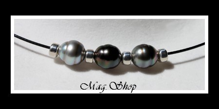 Maeva 3 Perles Collier Cerclées de Tahiti MAG.SHOP
