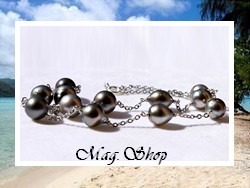 Collier Vehia 12 Perles Rondes/Baroques/Semi-Baroques/Cerclées de Tahiti 9mm/10mm/A/B/C/D / Acier Inoxydable / 45cm (Photos Contractuelles)