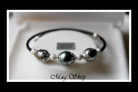 Manava Bracelet  3 Perles Cerclées de Tahiti MAG.SHOP TAHITI