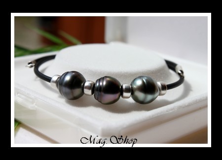 Manava Bracelet 3 Perles de Tahiti Modèle 7 MAG.SHOP