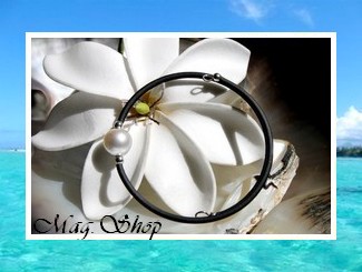 Collection TAHITI / Bracelet Manava / Perle Ronde de Tahiti Reflets Blancs 9.15mm/BC / Taille Poignet 18cm (photos contractuelles)