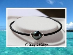 TAHITI Collection / Bracelet Manava Perle Ronde de Tahiti 8mm/C Verts - Intercalaires Argent 925 (0.20g) / Bracelet Taille 16cm (photos non contractuelles)