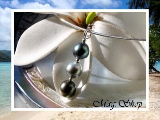 Silver Sea Collection / Pendentif MANGAREVA 3 PERLES Baroques de Tahiti 8mm-BC / Article vendu SANS Chaîne (photos contractuelles)