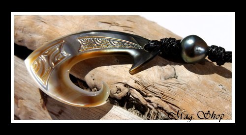 Manui Collier Hameçon Nacre & Perle de Tahiti Modèle 3 MAG.SHOP