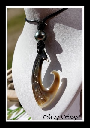 Manui Collier Hameçon Nacre & Perle de Tahiti Modèle 3 MAG.SHOP